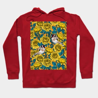 Rose flowers and goldfinch birds Hoodie